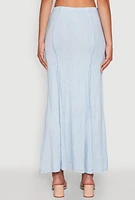 Womens Mineral Wash Pintuck Maxi Skirt,