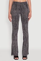 Womens Mineral Wash Pintuck Flared Pants, Black, Size M