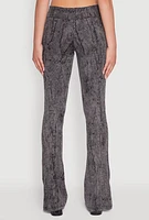 Womens Mineral Wash Pintuck Flared Pants, Black, Size M