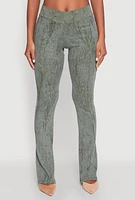 Womens Mineral Wash Pintuck Flared Pants, Green, Size M