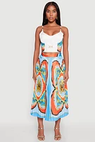 Womens Metallic Detail Patterned Bustier Top, Multi, Size L