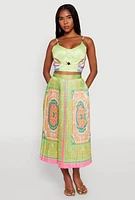 Womens Metallic Detail Patterned Bustier Top,