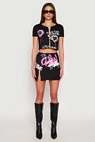 Womens Dont Kill My Vibe Safety Pin Graphic Tee, Black, Size M