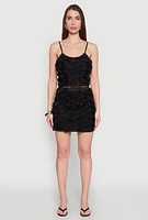 Womens 3D Flower Cropped Cami, Black, Size L