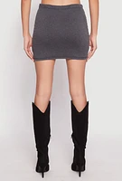 Womens Rhinestone Waist Mini Skirt, Grey, Size M