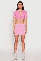 Womens Rhinestone Waist Mini Skirt, Pink, Size S