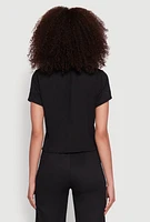 Womens Trendy Textured Knit Cropped Crew Neck Top,