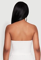 Womens Rhinestone Bow Detail Corset Tube Top, White, Size L