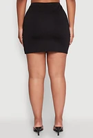 Womens Rhinestone Bow Detail Mini Skirt, Black, Size L