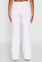 Womens Crepe Knit High Waisted Pants, White,