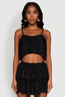 Womens Plisse Cropped Cami,