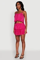 Womens Plisse Cropped Cami, Pink,