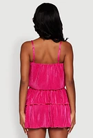 Womens Plisse Cropped Cami, Pink,