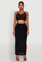 Womens Crochet Cropped Cami, Black, Size S