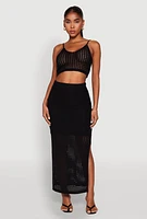 Womens Crochet Cropped Cami, Black, Size S