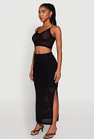 Womens Crochet Cropped Cami, Black, Size S