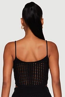Womens Crochet Cropped Cami, Black, Size S