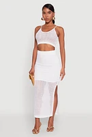 Womens Crochet Cropped Cami, White, Size XL