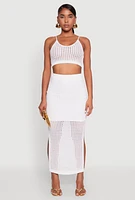 Womens Crochet Cropped Cami, White, Size XL