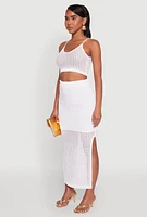 Womens Crochet Cropped Cami, White, Size M