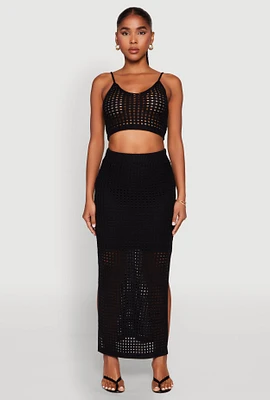 Womens Lined Crochet Maxi Skirt,