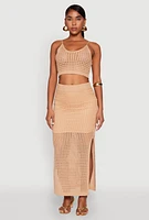 Womens Lined Crochet Maxi Skirt,