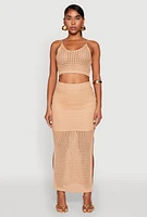 Womens Lined Crochet Maxi Skirt,
