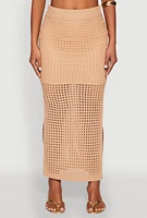 Womens Lined Crochet Maxi Skirt,