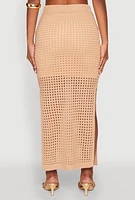 Womens Lined Crochet Maxi Skirt,