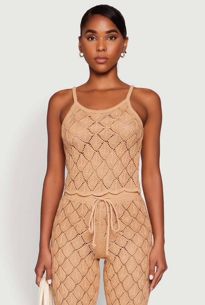 Womens Crochet Diamond Knit Cami,