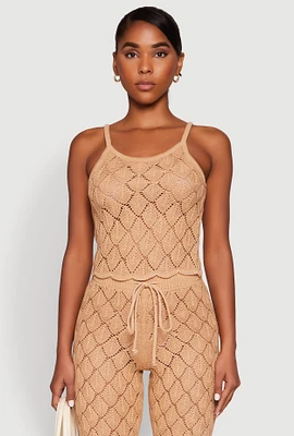 Womens Crochet Diamond Knit Cami,