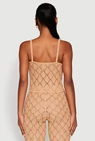 Womens Crochet Diamond Knit Cami,