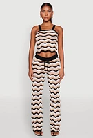 Womens Wavy Striped Crochet Crop Top,