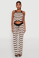 Womens Wavy Striped Crochet Crop Top,