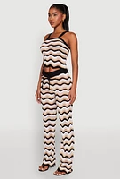 Womens Wavy Striped Crochet Crop Top,