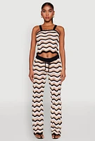 Womens Wavy Striped Crochet Pants, Multi, Size S