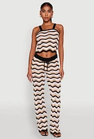 Womens Wavy Striped Crochet Pants, Multi, Size S