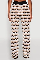 Womens Wavy Striped Crochet Pants, Multi, Size S