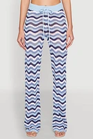 Womens Wavy Striped Crochet Pants,