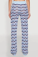 Womens Wavy Striped Crochet Pants,