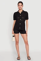 Womens Pointelle Crochet Drawstring Shorts, Black, Size XL