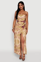 Womens High Waisted Maxi Wrap Skirt, Multi, Size L
