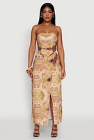 Womens High Waisted Maxi Wrap Skirt, Multi, Size L