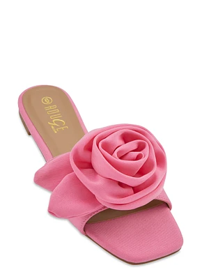 Womens Rose Band Square Toe Slide Sandals, Pink, Size 12