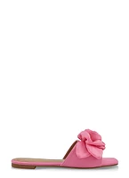 Womens Rose Band Square Toe Slide Sandals, Pink, Size 12
