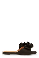 Womens Rose Band Square Toe Slide Sandals,