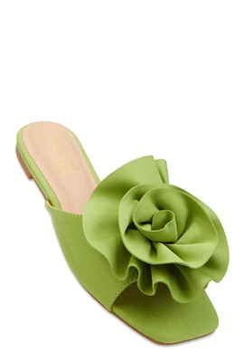 Womens Rose Band Square Toe Slide Sandals, 6