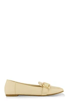 Womens Metallic Buckle Pointed Toe Flats,