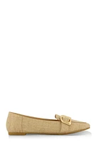 Womens Metallic Buckle Pointed Toe Flats,
