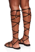 Womens Toe Loop Strappy Gladiator Sandals,